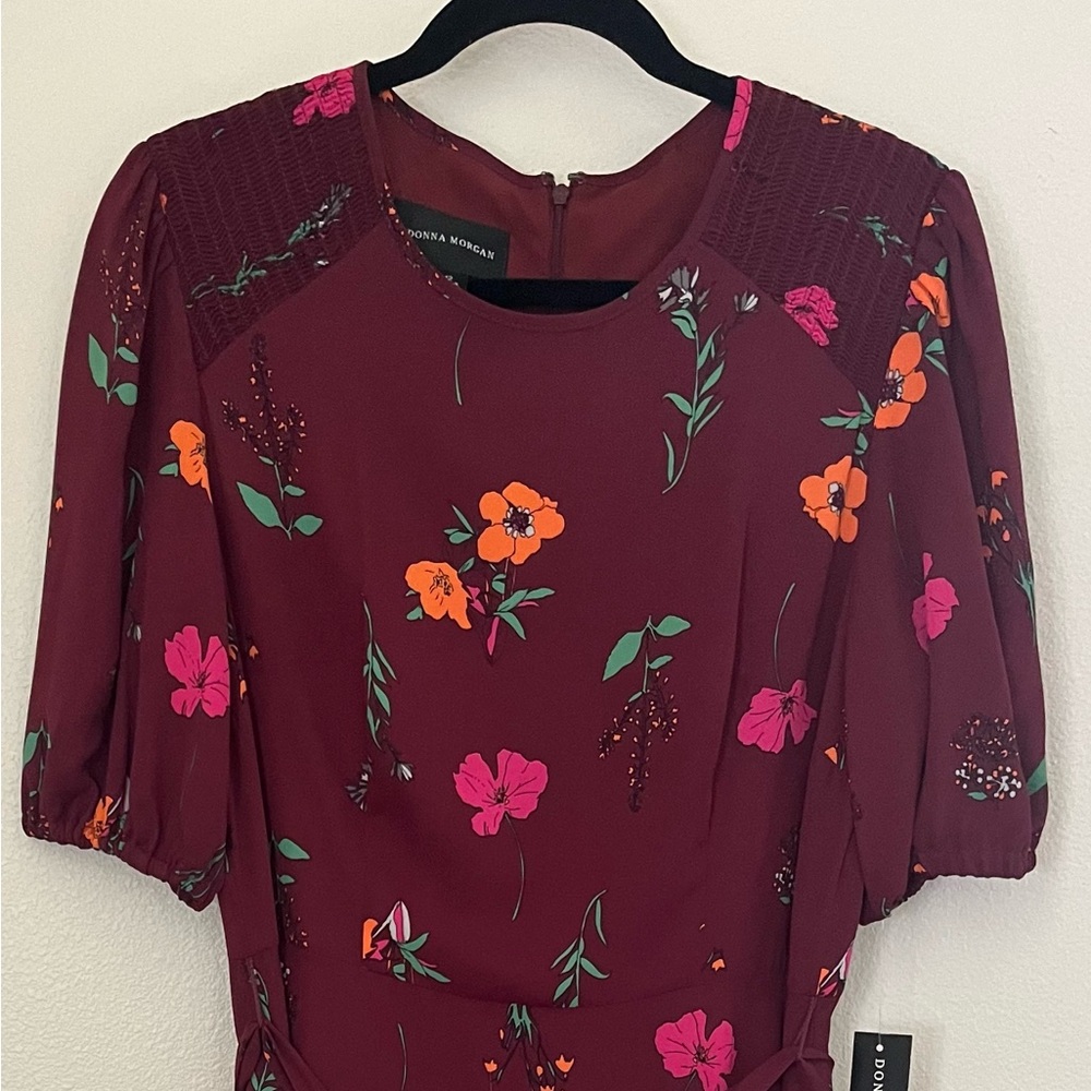 Donna Morgan Shirt sleeved Dress size 12 NWT Burgundy color